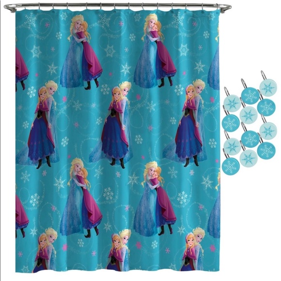 DISNEY FROZEN SHOWER CURTAIN AND HOOKS SET